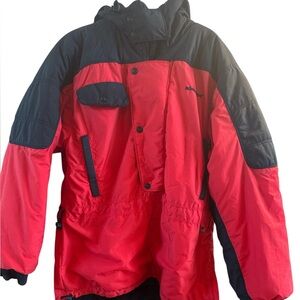 Vintage Edelweiss Men’s Size Large Hooded Ski Jacket‎ Red Black 1/4 zipper